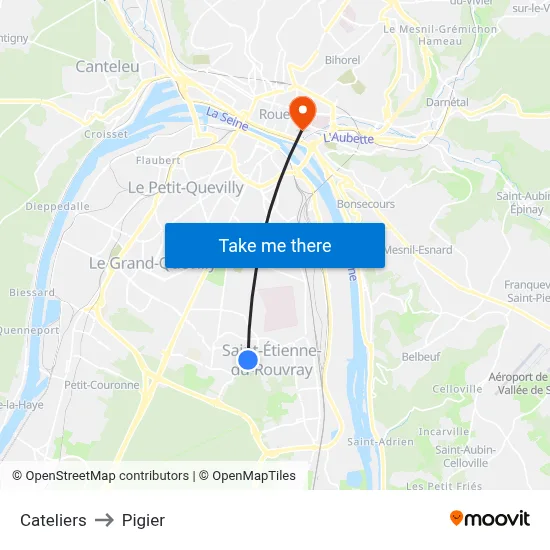Cateliers to Pigier map