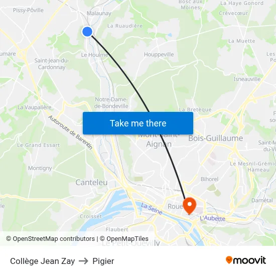 Collège Jean Zay to Pigier map