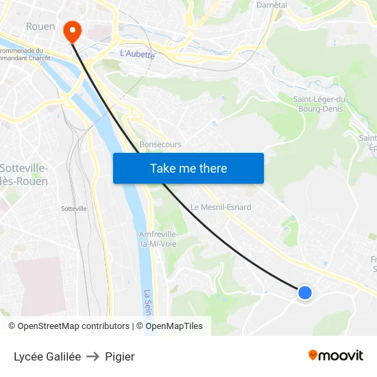 Lycée Galilée to Pigier map