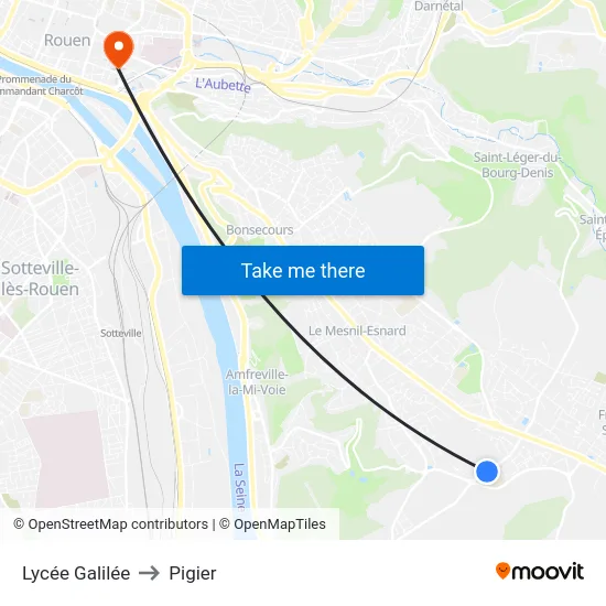 Lycée Galilée to Pigier map