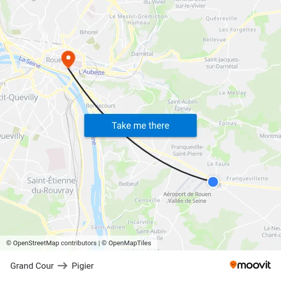 Grand Cour to Pigier map