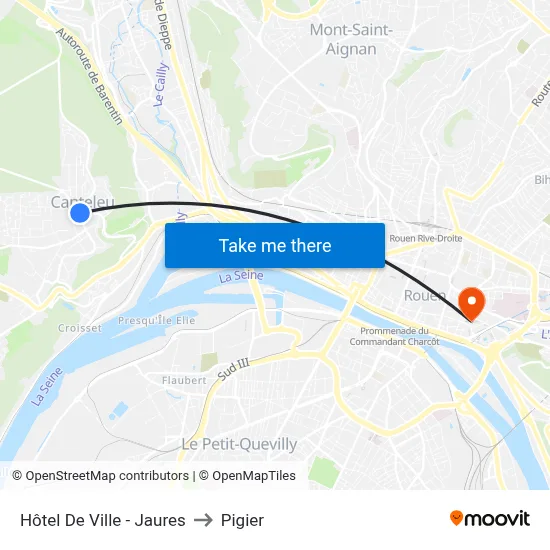 Hôtel De Ville - Jaures to Pigier map