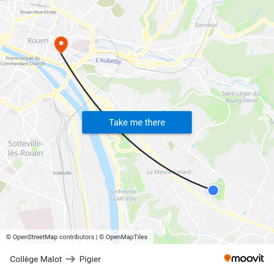 Collège Malot to Pigier map