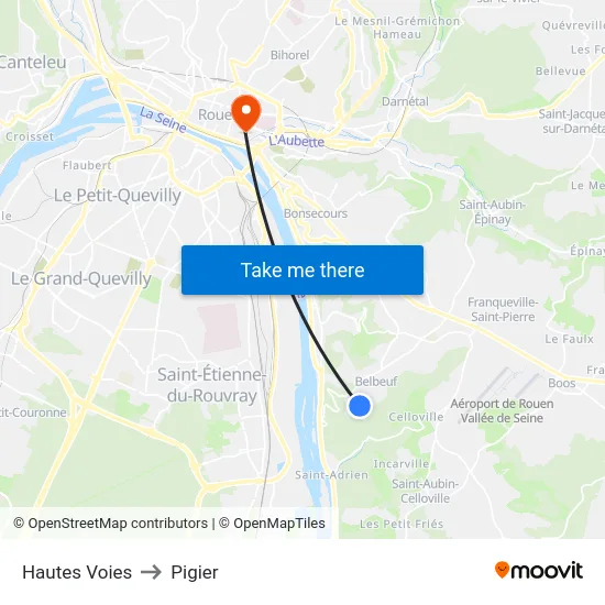 Hautes Voies to Pigier map