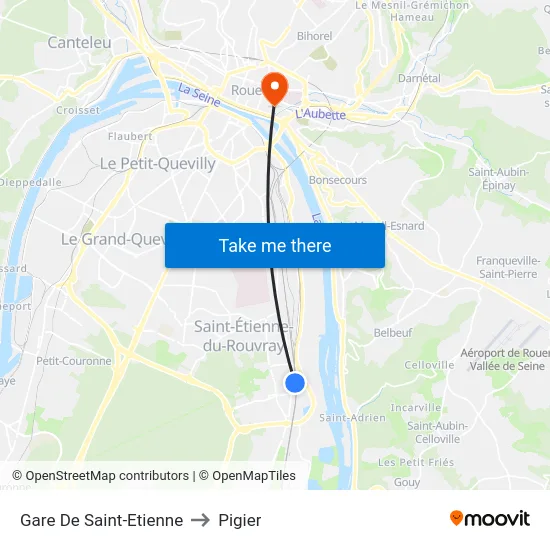 Gare De Saint-Etienne to Pigier map