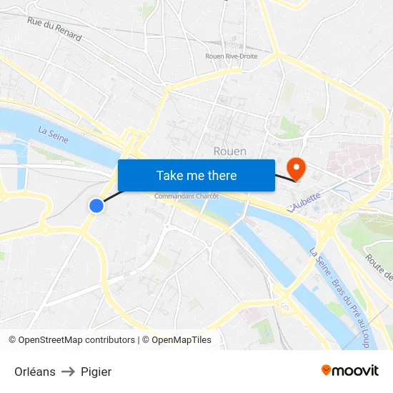 Orléans to Pigier map