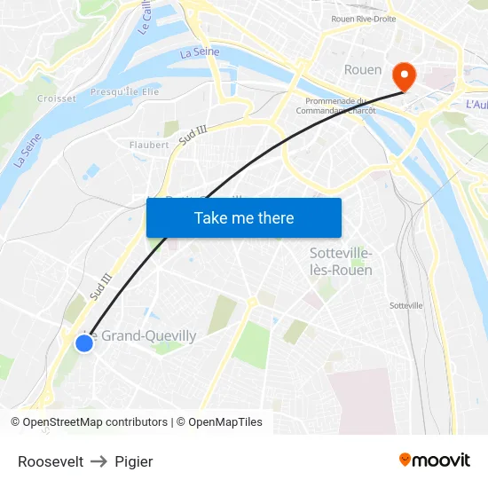 Roosevelt to Pigier map