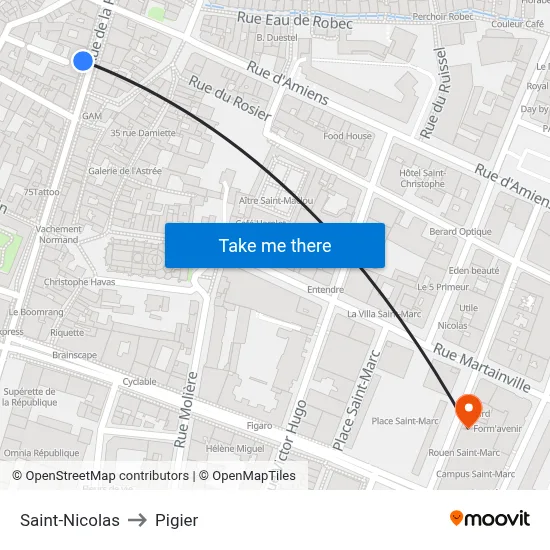 Saint-Nicolas to Pigier map