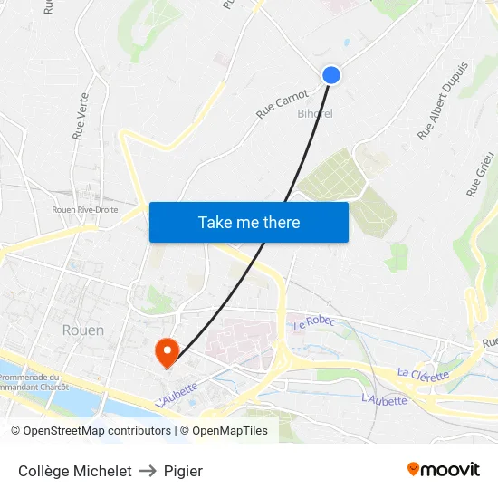Collège Michelet to Pigier map