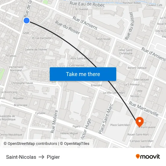 Saint-Nicolas to Pigier map