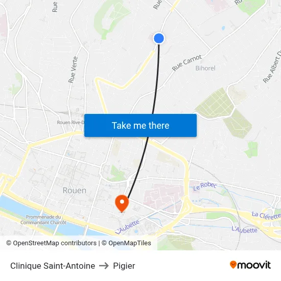 Clinique Saint-Antoine to Pigier map