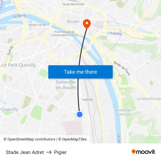 Stade Jean Adret to Pigier map