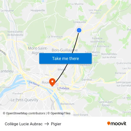 Collège Lucie Aubrac to Pigier map