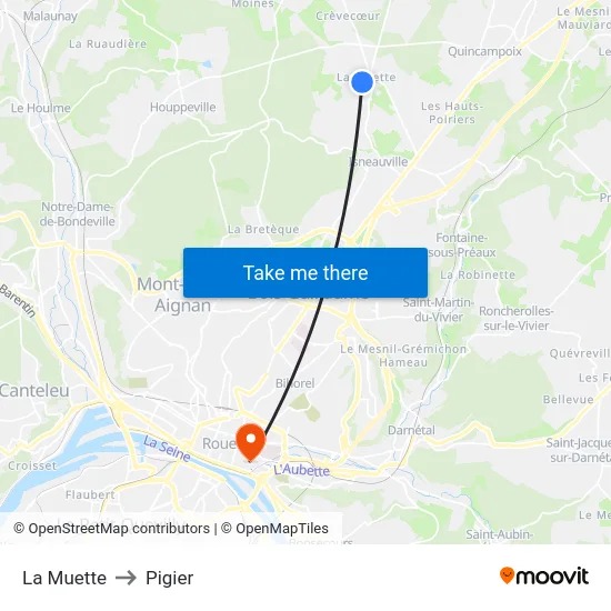 La Muette to Pigier map