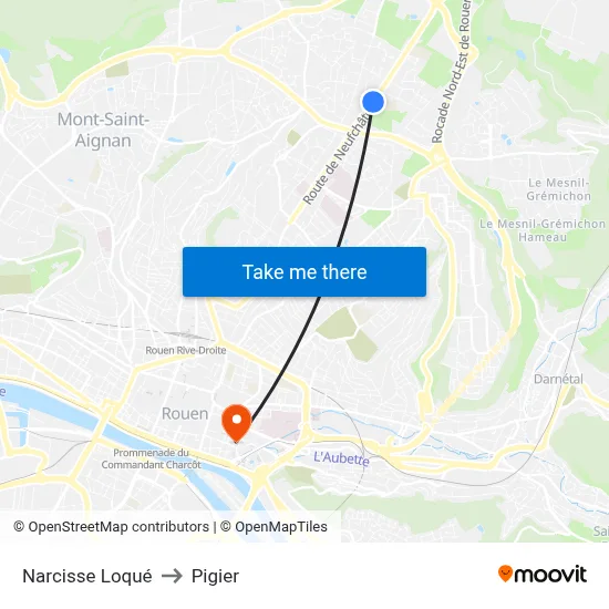 Narcisse Loqué to Pigier map