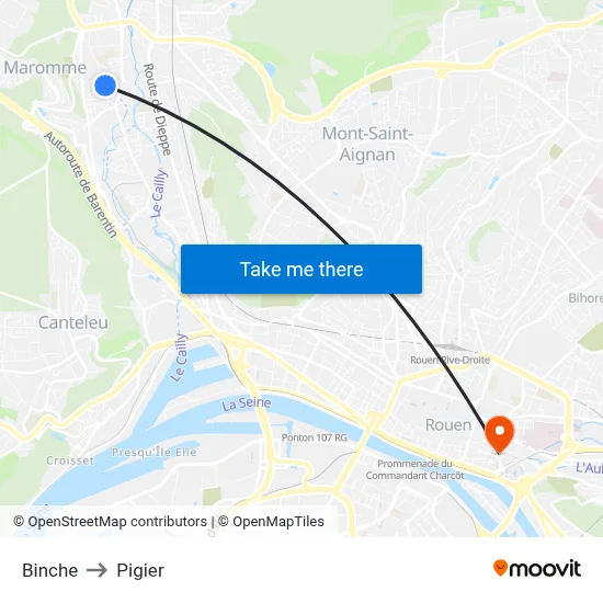 Binche to Pigier map