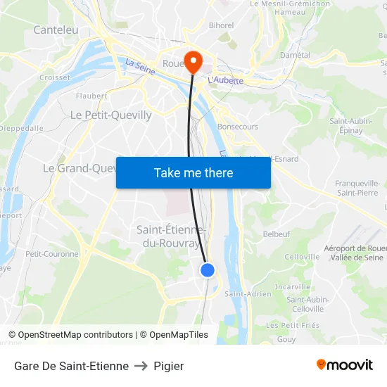 Gare De Saint-Etienne to Pigier map