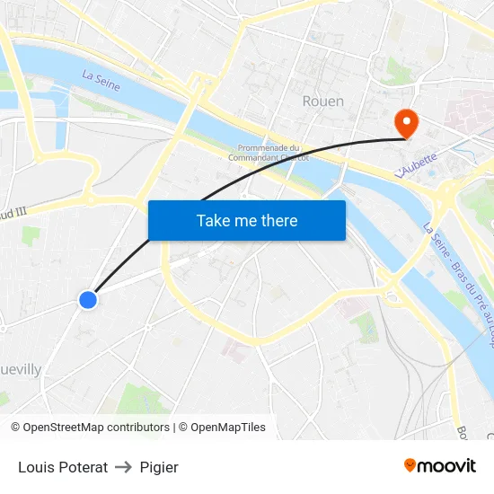 Louis Poterat to Pigier map