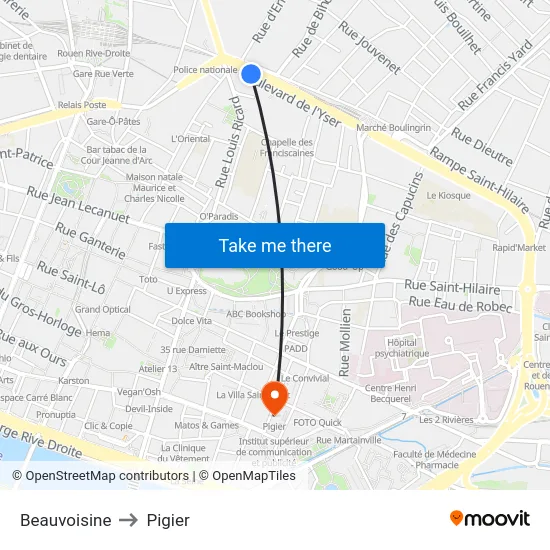 Beauvoisine to Pigier map