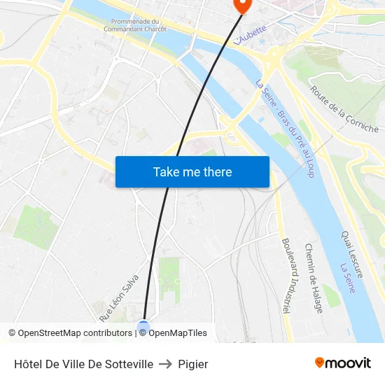Hôtel De Ville De Sotteville to Pigier map