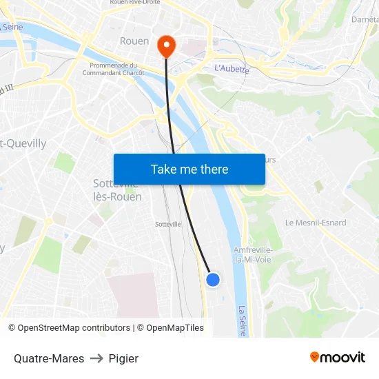 Quatre-Mares to Pigier map