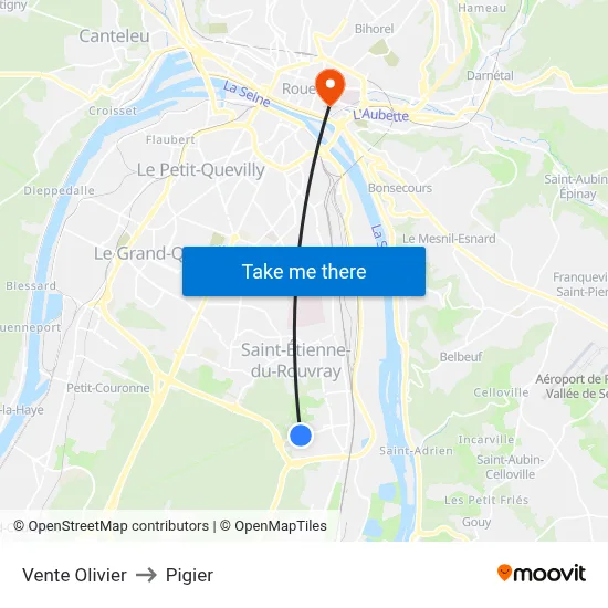 Vente Olivier to Pigier map