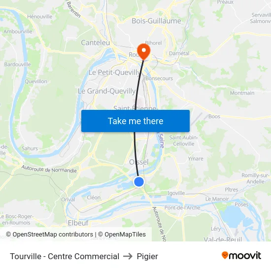 Tourville - Centre Commercial to Pigier map