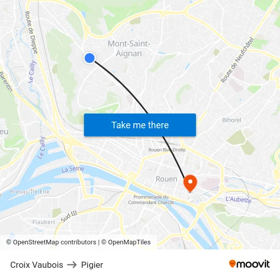 Croix Vaubois to Pigier map