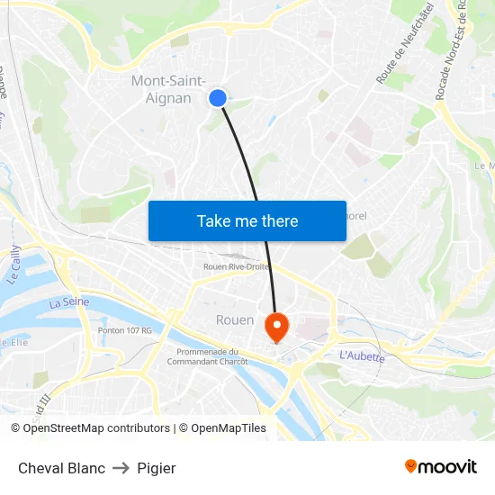 Cheval Blanc to Pigier map