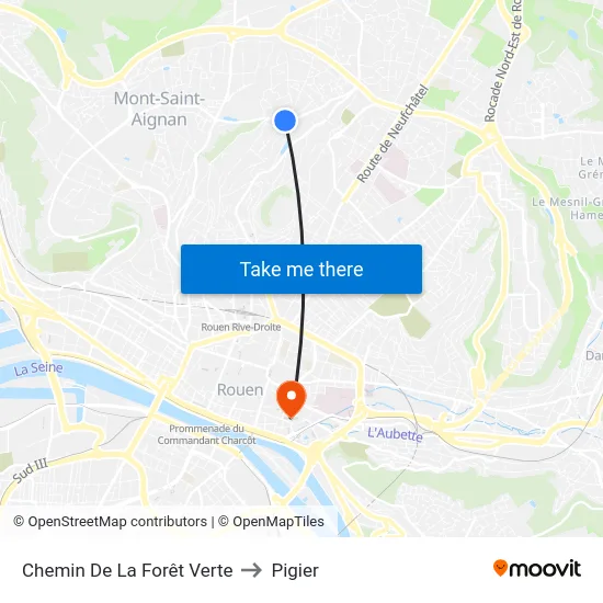 Chemin De La Forêt Verte to Pigier map