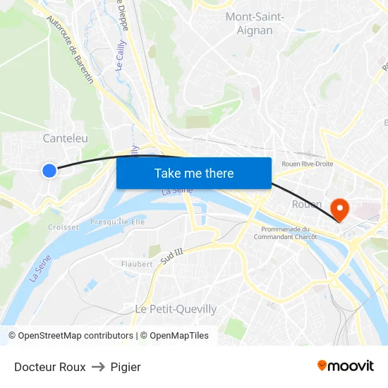 Docteur Roux to Pigier map