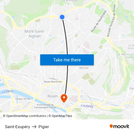 Saint-Exupéry to Pigier map