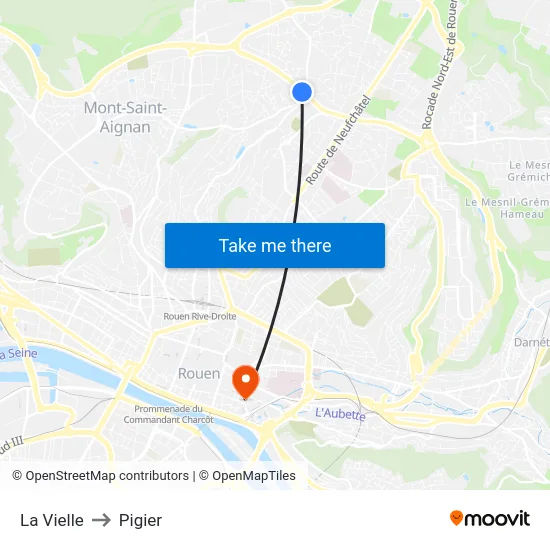 La Vielle to Pigier map