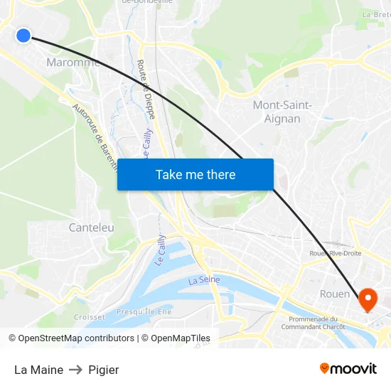 La Maine to Pigier map