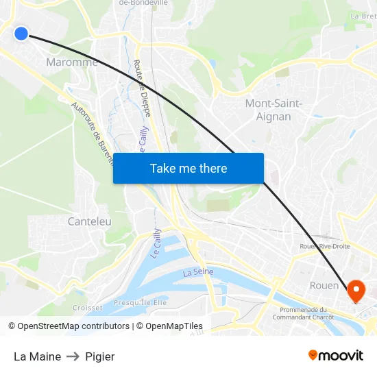 La Maine to Pigier map