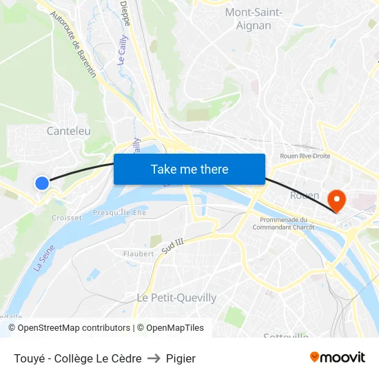 Touyé - Collège Le Cèdre to Pigier map