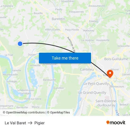 Le Val Baret to Pigier map