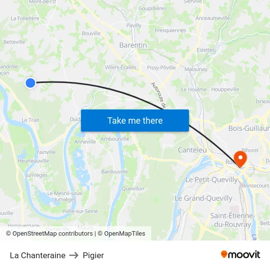 La Chanteraine to Pigier map