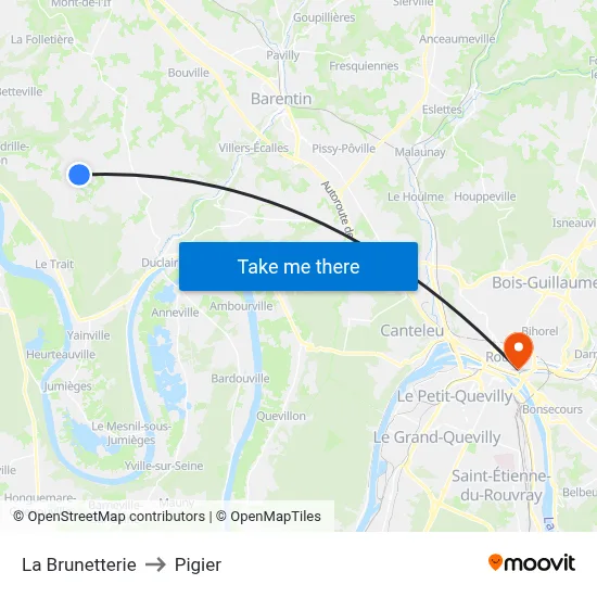 La Brunetterie to Pigier map