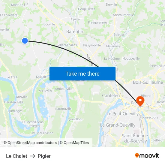 Le Chalet to Pigier map