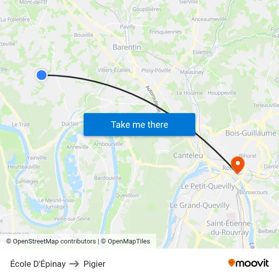 École D'Épinay to Pigier map
