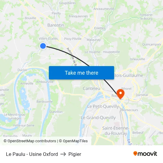 Le Paulu - Usine Oxford to Pigier map