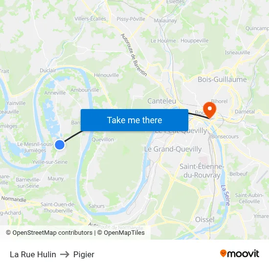 La Rue Hulin to Pigier map