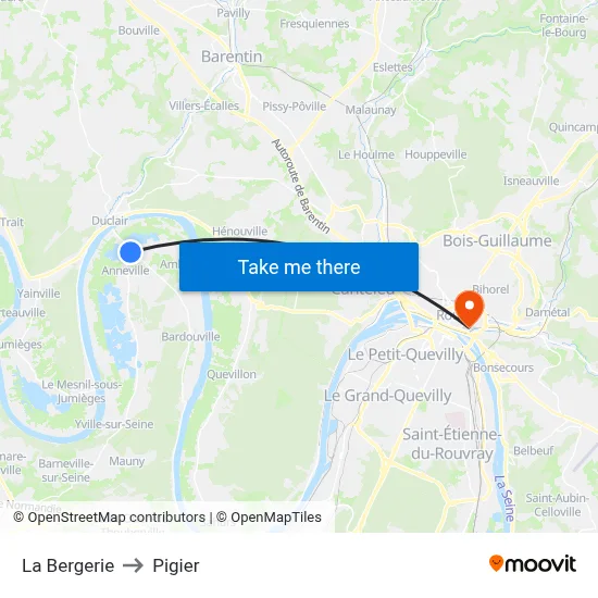 La Bergerie to Pigier map