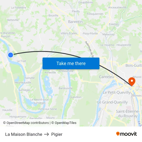 La Maison Blanche to Pigier map