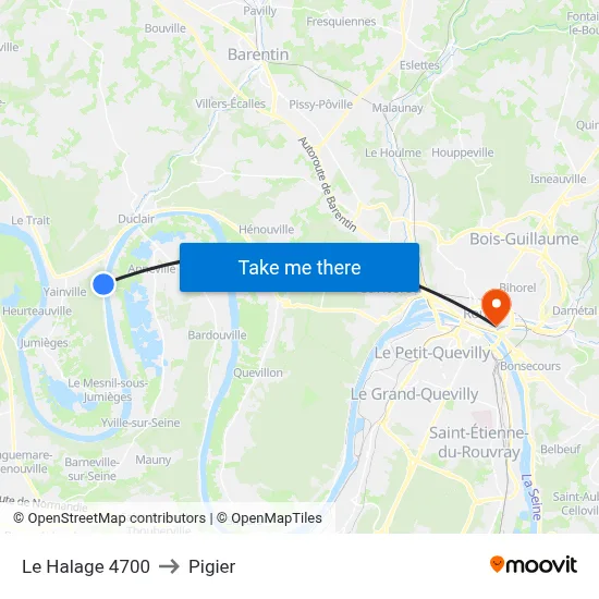 Le Halage 4700 to Pigier map