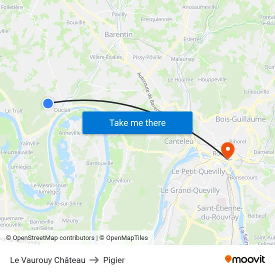 Le Vaurouy Château to Pigier map