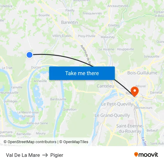 Val De La Mare to Pigier map