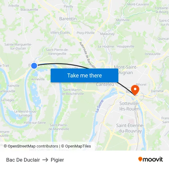 Bac De Duclair to Pigier map