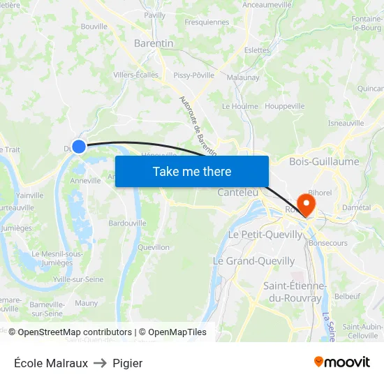 École Malraux to Pigier map